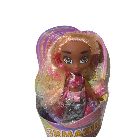 HAIRMAZING Mermaid Mini Doll Colorful Blonde Hair 4.25”x 1.5” NEW - Picture 2 of 6